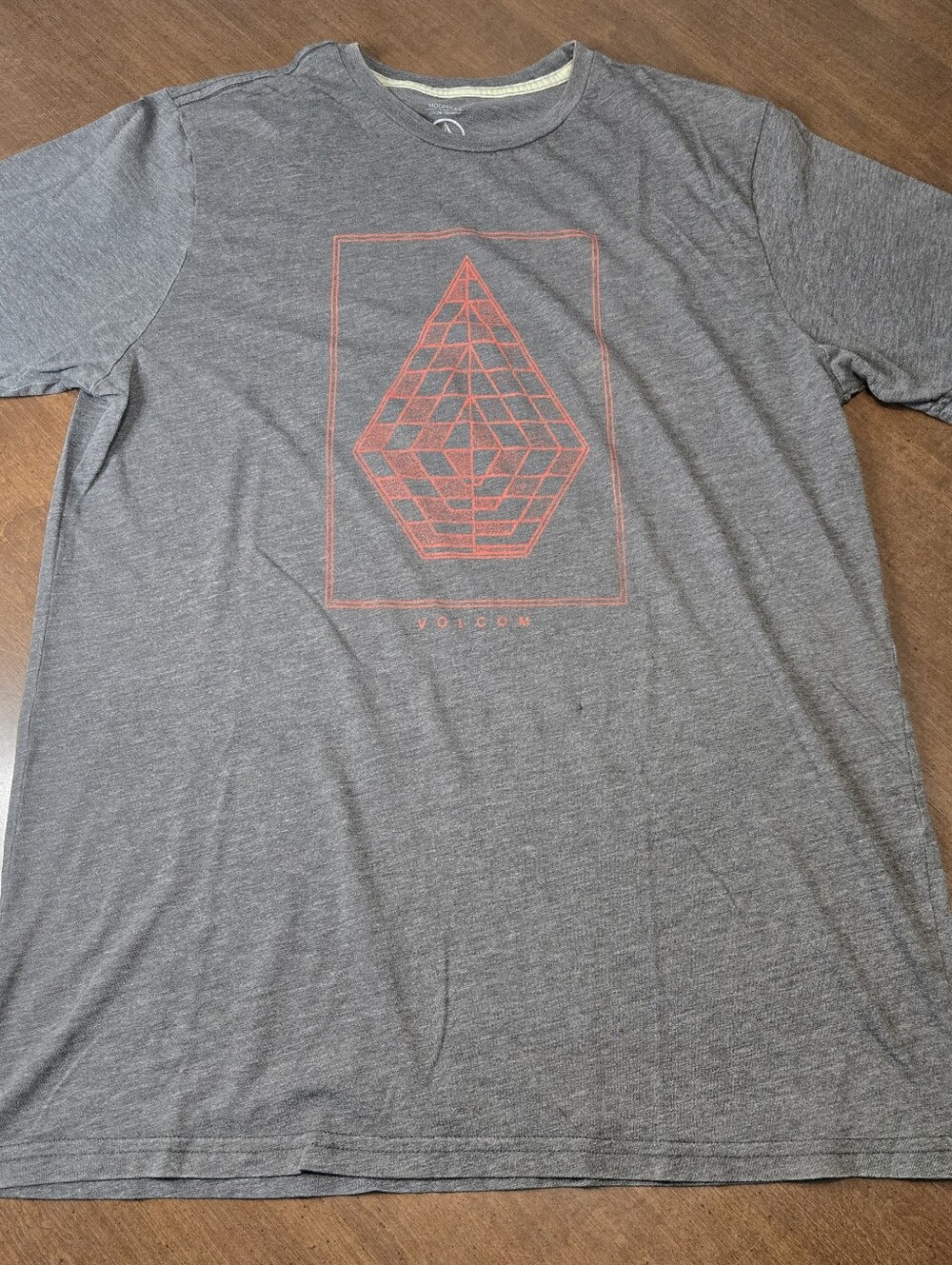 Volcom Men's Gray Graphic Cotton Tee Short Sleeve Logo Shirt